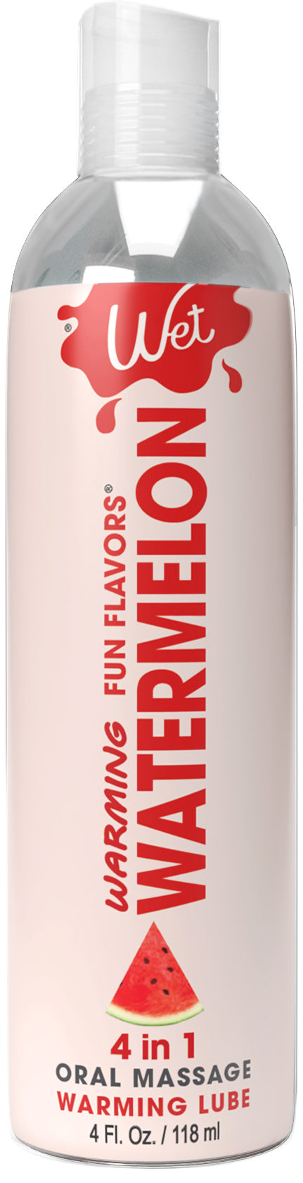 Wet Warming Fun Flavors - Watermelon - 4 in 1 Lubricant 4 Oz - Not Very Vanilla