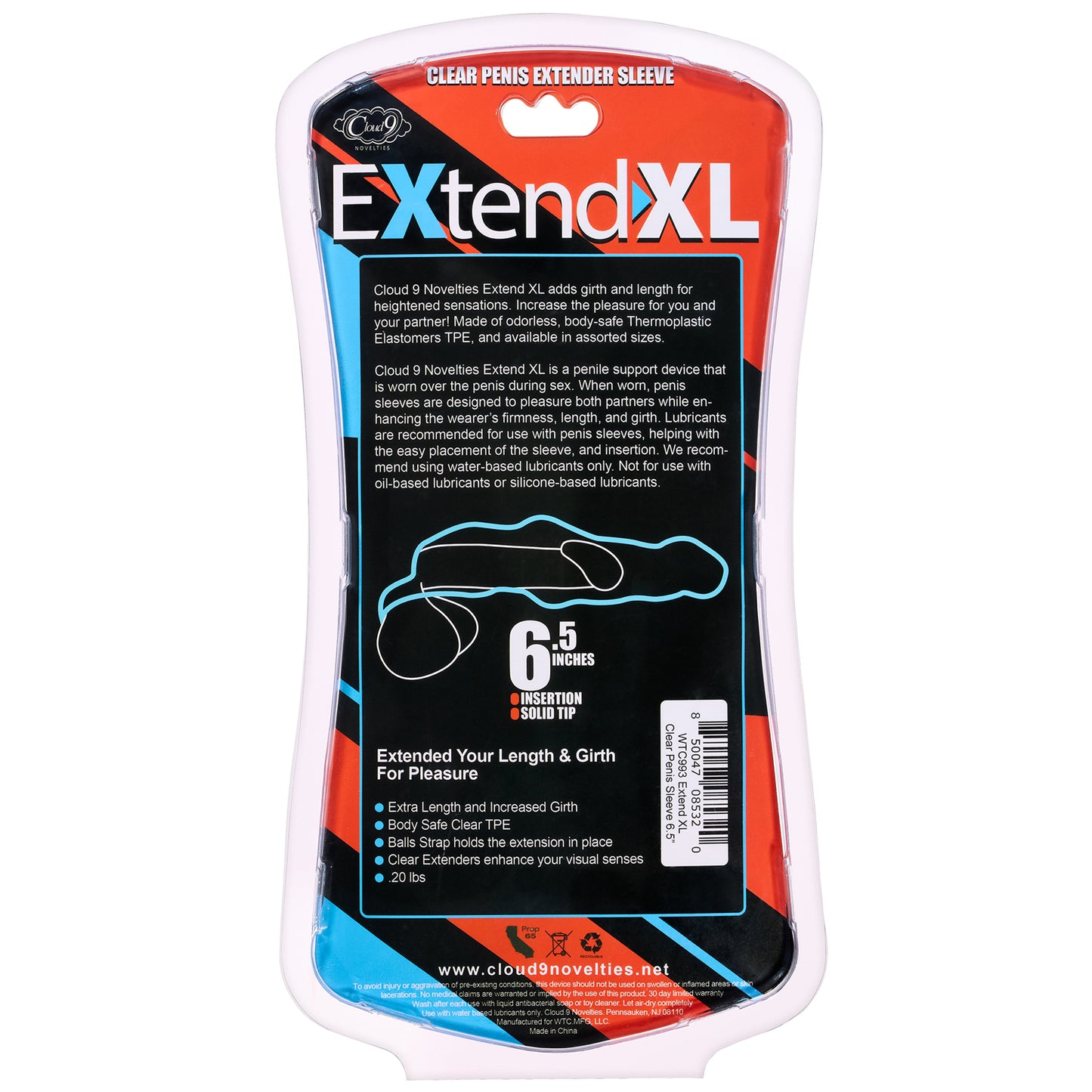 Extend XL Penis Sleeve 6.5" - Clear