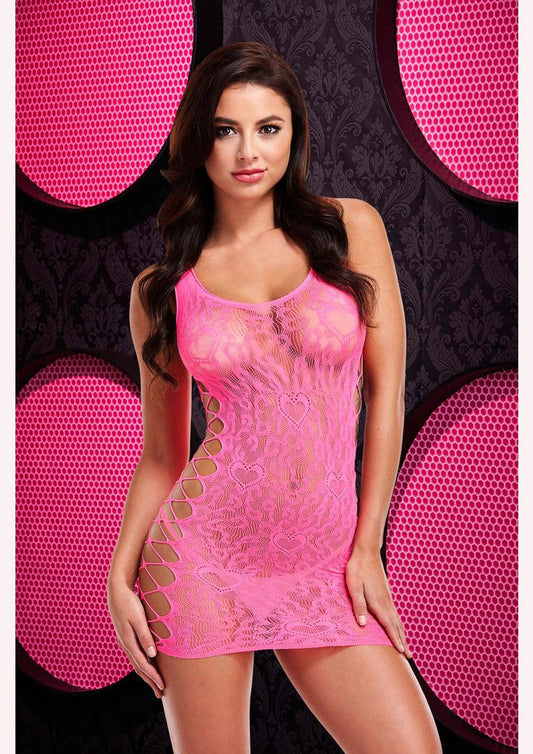 Leopard Lace Mini Dress - One Size - Pink - Not Very Vanilla