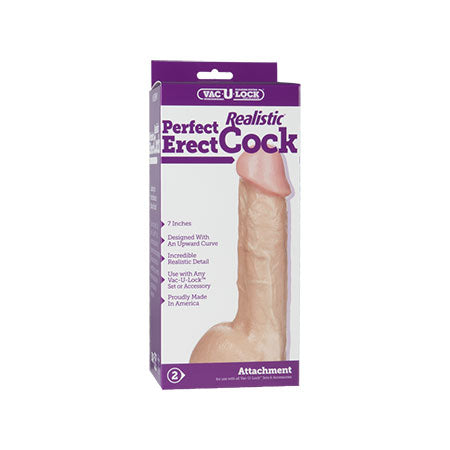 Vac-U-Lock - Perfect Erect Realistic Cock White - Not Very Vanilla