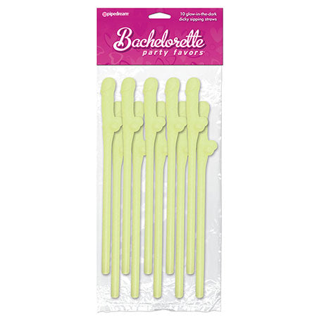 Pipedream Bachelorette Party Favors 10-Piece Dicky Sipping Straws Glow In the Dark - Not Very Vanilla