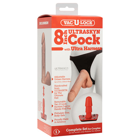 Vac-U-Lock - 8-Inch ULTRASKYN Cock - With Ultra Harness White - Not Very Vanilla