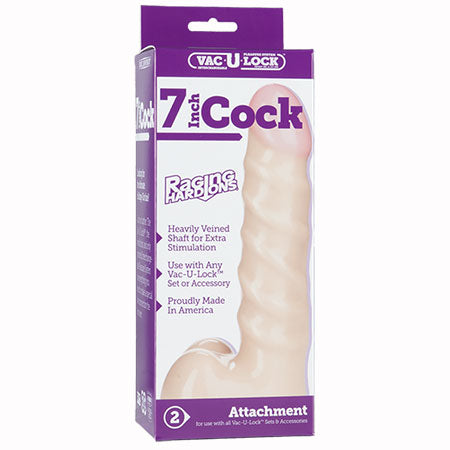 Vac-U-Lock - 7 Inch Cock - Raging Hard-Ons White - Not Very Vanilla