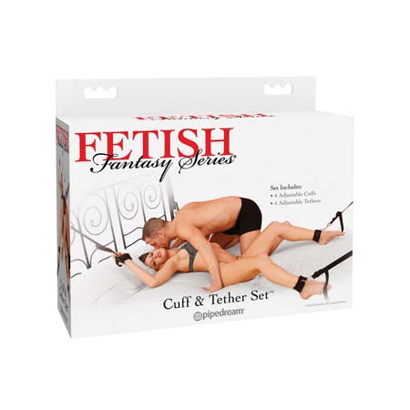 Pipedream Fetish Fantasy Series Adjustable Cuff & Tether Set Black - Not Very Vanilla