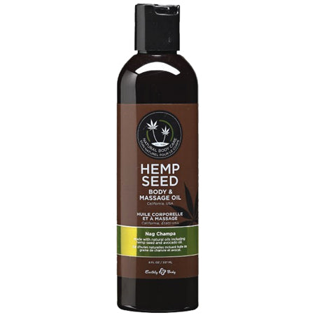 Earthly Body Hemp Seed Massage Oil Nag Champa 8 oz. - Not Very Vanilla