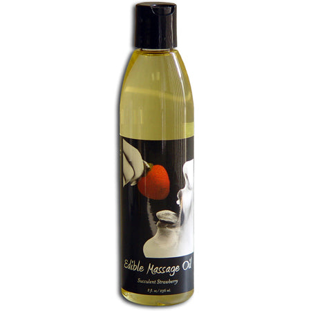 Earthly Body Edible Massage Oil Succulent Strawberry 8oz - Not Very Vanilla