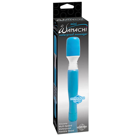 Pipedream Mini Wanachi Waterproof Massager Flexible Silicone Wand Vibrator Blue - Not Very Vanilla