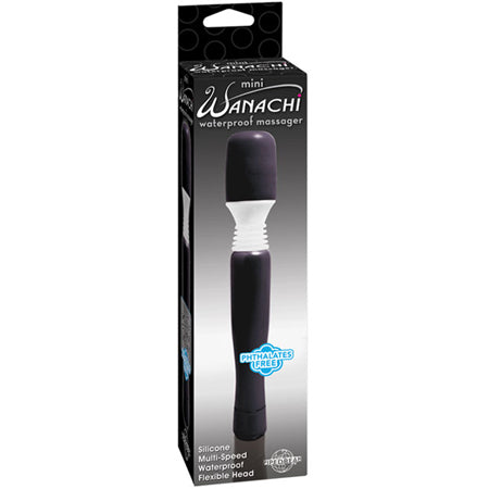 Pipedream Mini Wanachi Waterproof Massager Flexible Silicone Wand Vibrator Black - Not Very Vanilla