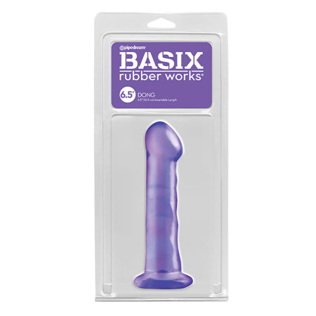 Pipedream Basix Rubber Works 6.5 in. Dong With Suction Cup Purple - Not Very Vanilla