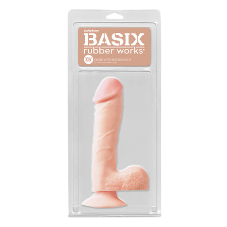 Pipedream Basix Rubber Works 7.5 in. Dong With Balls & Suction Cup Beige - Not Very Vanilla