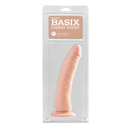 Pipedream Basix Rubber Works Slim Seven 7 in. Dildo With Suction Cup Beige - Not Very Vanilla