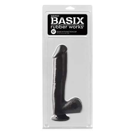 Pipedream Basix Rubber Works 10 in. Dong With Balls & Suction Cup Black - Not Very Vanilla