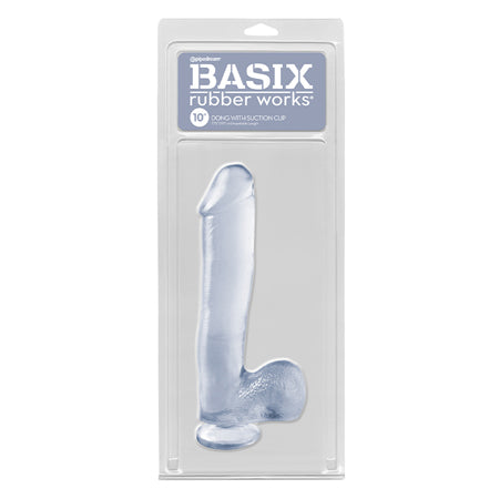 Pipedream Basix Rubber Works 10 in. Dong With Balls & Suction Cup Clear - Not Very Vanilla