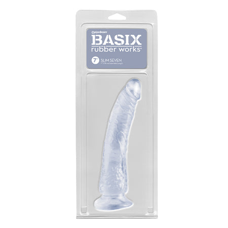 Pipedream Basix Rubber Works Slim Seven 7 in. Dildo With Suction Cup Clear - Not Very Vanilla