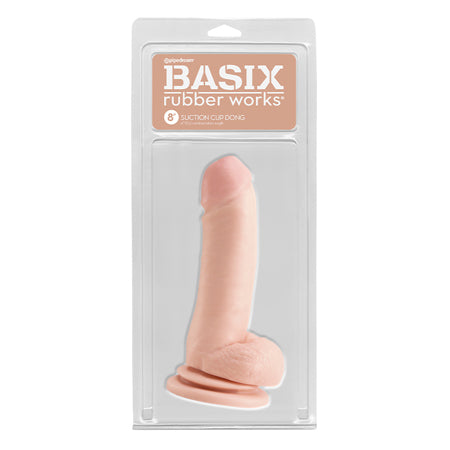 Pipedream Basix Rubber Works 8 in. Suction Cup Dong With Balls Beige - Not Very Vanilla