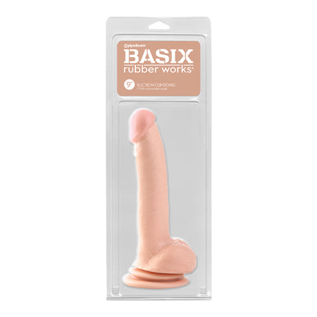 Pipedream Basix Rubber Works 9 in. Suction Cup Dong With Balls Beige - Not Very Vanilla