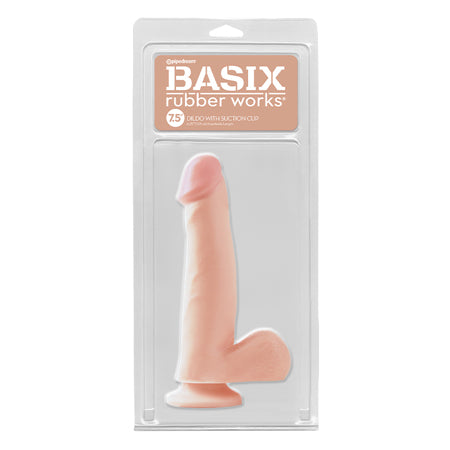 Pipedream Basix Rubber Works 7.5 in. Dildo With Balls & Suction Cup Beige - Not Very Vanilla