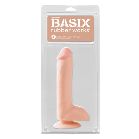 Pipedream Basix Rubber Works 8 in. Dong With Balls & Suction Cup Beige - Not Very Vanilla