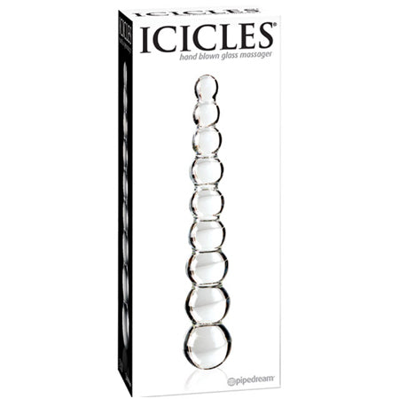 Pipedream Icicles No. 2 Beaded 8.5 in. Glass Dildo Clear - Not Very Vanilla