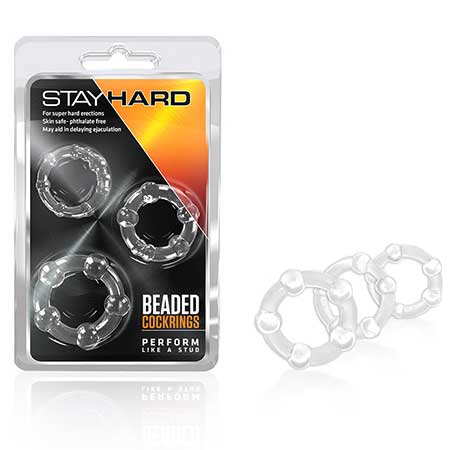 Blush Stay Hard Beaded Cockrings 3-Piece Set Clear - Not Very Vanilla