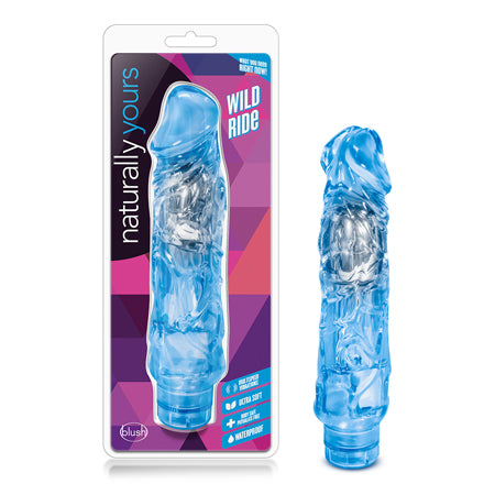 Blush Naturally Yours Wild Ride Realistic 9 in. Vibrating Dildo Blue - Not Very Vanilla