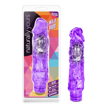 Blush Naturally Yours Wild Ride Realistic 9 in. Vibrating Dildo Purple - Not Very Vanilla