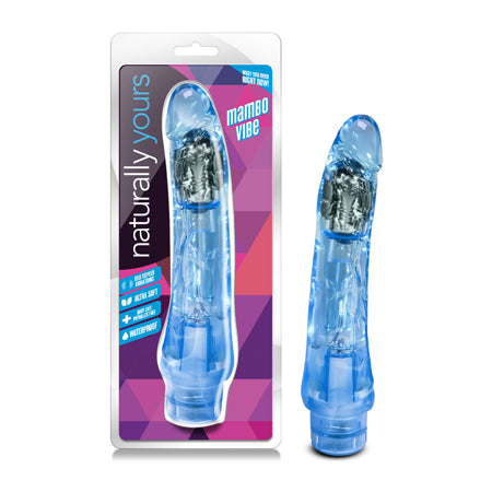 Blush Naturally Yours Mambo Vibe Realistic 9 in. Vibrating Dildo Blue - Not Very Vanilla