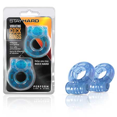 Blush Stay Hard Vibrating Cockrings 2-Pack Blue - Not Very Vanilla