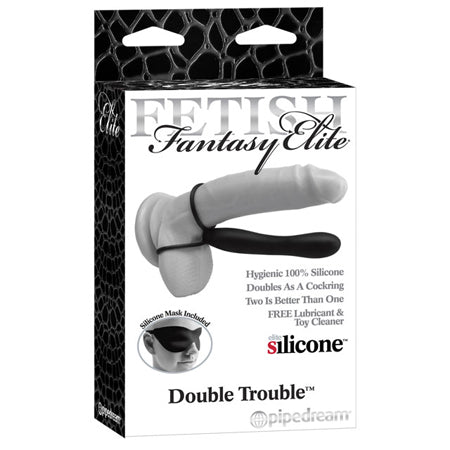 Pipedream Fetish Fantasy Elite Double Trouble 6 in. Silicone Dual-Entry Strap-On Dildo Black - Not Very Vanilla