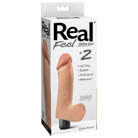 Pipedream Real Feel Lifelike Toyz No. 2 Realistic 7.25 in. Vibrating Dildo With Balls Beige - Not Very Vanilla