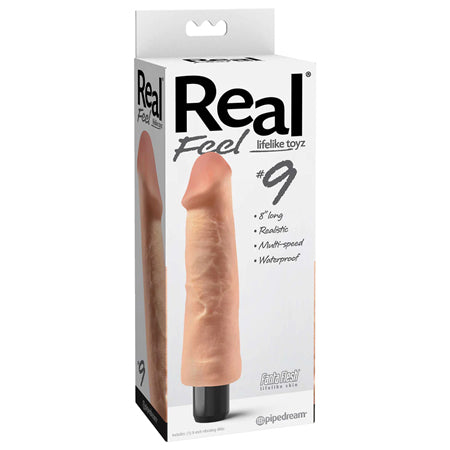 Pipedream Real Feel Lifelike Toyz No. 9 Realistic 8 in. Vibrating Dildo Beige - Not Very Vanilla