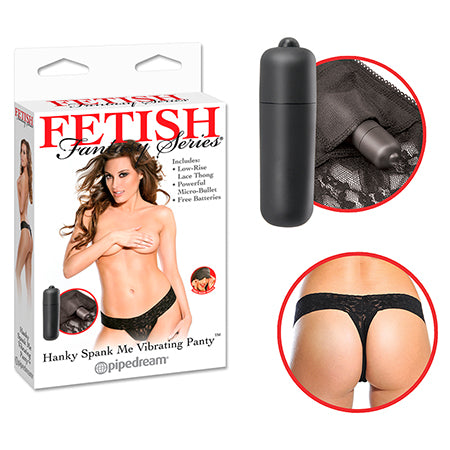 Pipedream Fetish Fantasy Series Hanky Spank Me Vibrating Panty Black - Not Very Vanilla