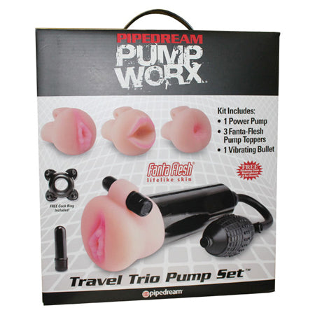 Pipedream Pump Worx 5-Piece Travel Trio Pump Set Beige/Black - Not Very Vanilla