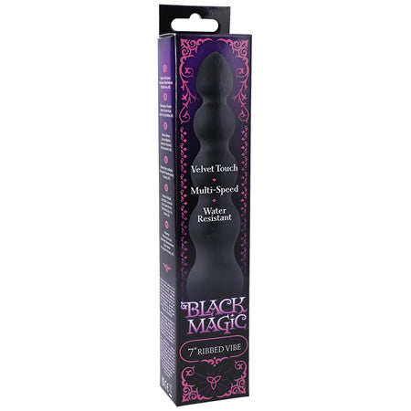 Black Magic 7in Ribbed Vibrator - Not Very Vanilla