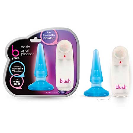 Blush B Yours Basic Anal Pleaser Remote-Controlled Vibrating Anal Plug Blue - Not Very Vanilla