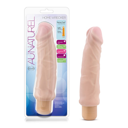 Blush Au Naturel Home Wrecker 9.5 in. Dual Density Vibrating Dildo Beige - Not Very Vanilla