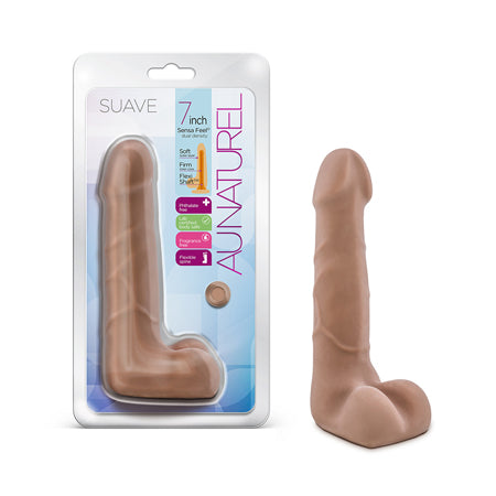 Blush Au Naturel Suave 7 in. Posable Dual Density Dildo with Balls Tan - Not Very Vanilla