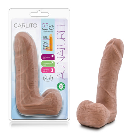 Blush Au Naturel Carlito 5 in. Posable Dual Density Dildo with Balls Tan - Not Very Vanilla