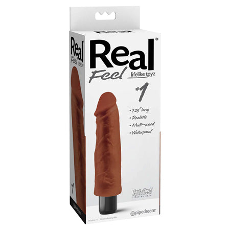 Pipedream Real Feel Lifelike Toyz No. 1 Realistic 7.25 in. Vibrating Dildo Brown - Not Very Vanilla