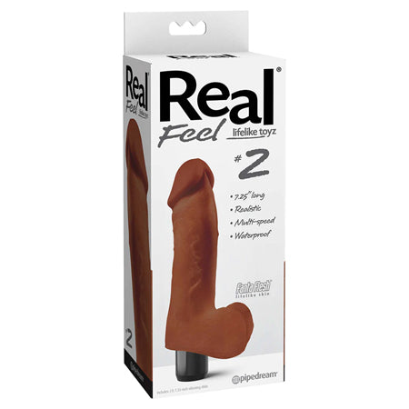 Pipedream Real Feel Lifelike Toyz No. 2 Realistic 7.25 in. Vibrating Dildo With Balls Brown - Not Very Vanilla