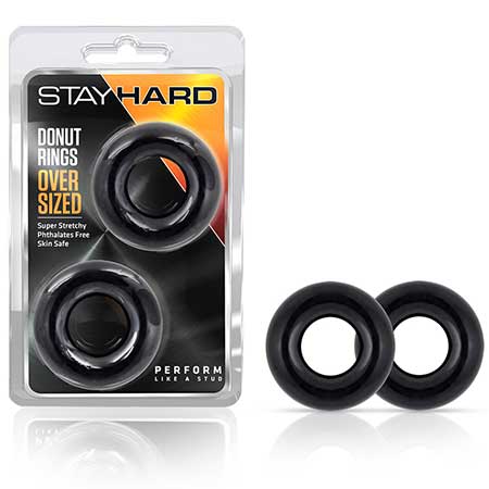 Blush Stay Hard Donut Rings Oversized Cockring 2-Pack Black - Not Very Vanilla