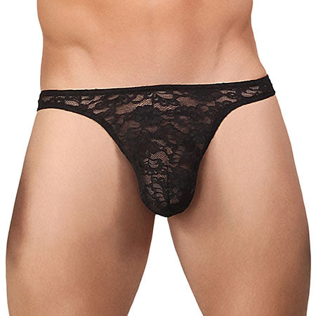 Male Power Stretch Lace Bong Thong Black S/M - Not Very Vanilla