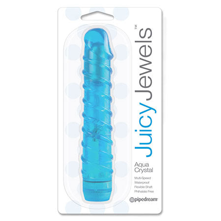 Pipedream Juicy Jewels Aqua Crystal Ribbed Semi-Realistic Vibrator Blue - Not Very Vanilla