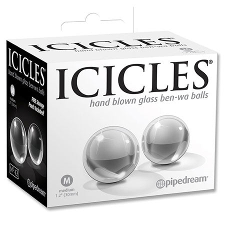 Pipedream Icicles No. 42 2-Piece Glass Ben-Wa Balls Medium Clear - Not Very Vanilla