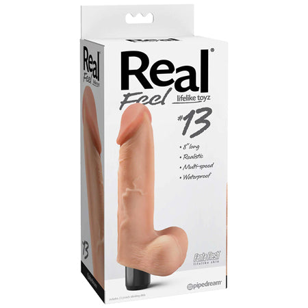 Pipedream Real Feel Lifelike Toyz No. 13 Realistic 8 in. Vibrating Dildo With Balls Beige - Not Very Vanilla