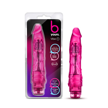 Blush B Yours Vibe 1 Realistic 9 in. Vibrating Dildo Pink - Not Very Vanilla