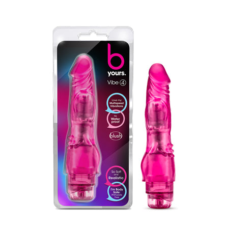 Blush B Yours Vibe 4 Realistic 8 in. Vibrating Dildo Pink - Not Very Vanilla