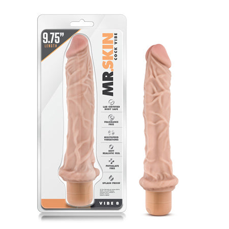 Blush Dr. Skin Vibe 8 Realistic 9.75 in. Vibrating Dildo Beige - Not Very Vanilla