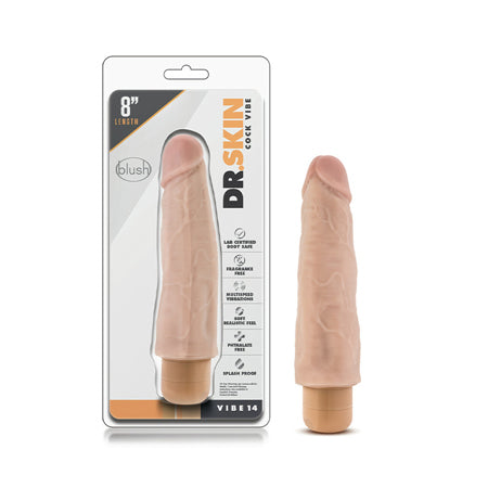 Blush Dr. Skin Vibe 14 Realistic 8 in. Vibrating Dildo Beige - Not Very Vanilla