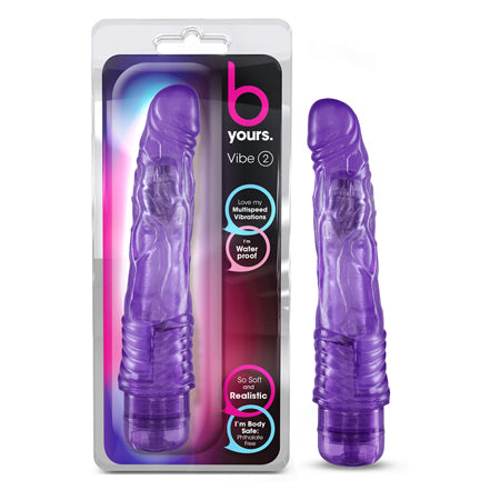 Blush B Yours Vibe 2 Realistic 9 in. Vibrating Dildo Purple - Not Very Vanilla